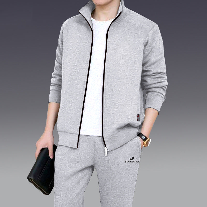 Two-piece Leisure Sports Suit Solid Color Plus Size Long-sleeved Trousers
